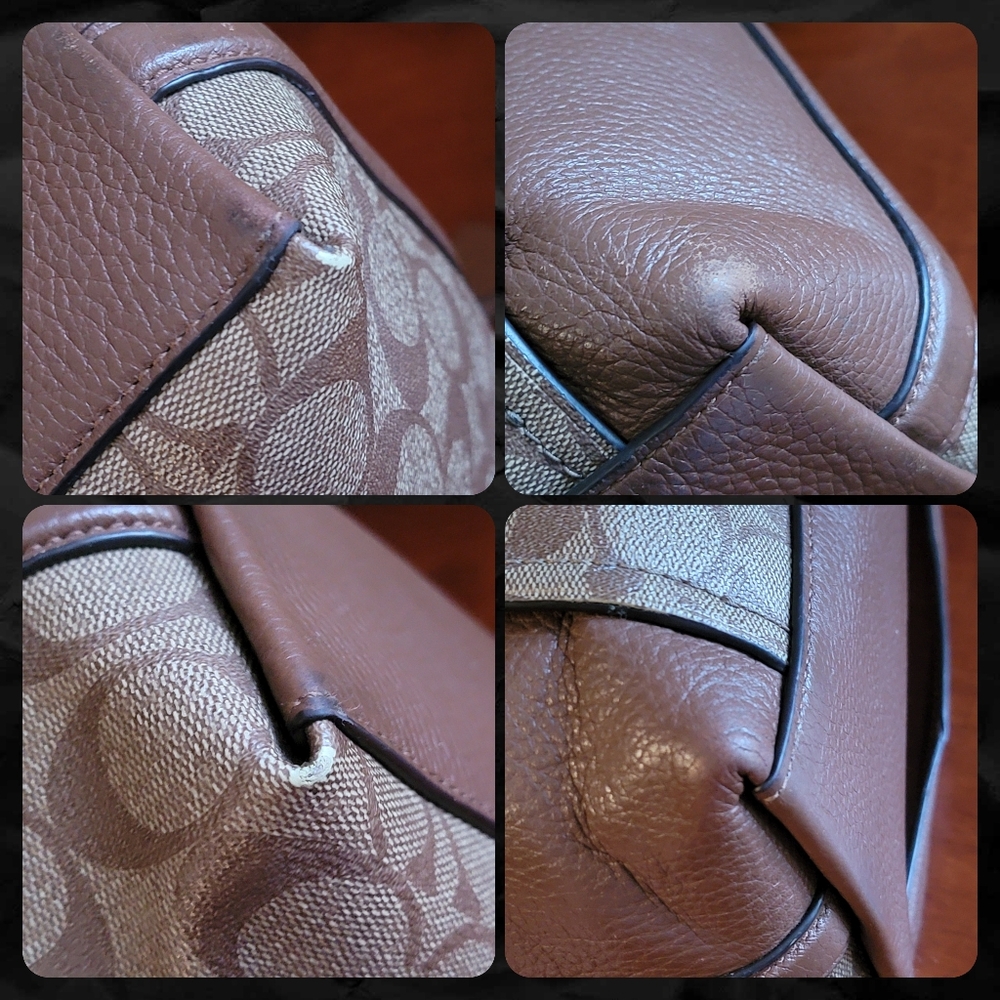 Coach F79993 Marlon Hobo Bag Brown Signature Coated Canvas Pebbled Leather Purse - Picture 10 of 16